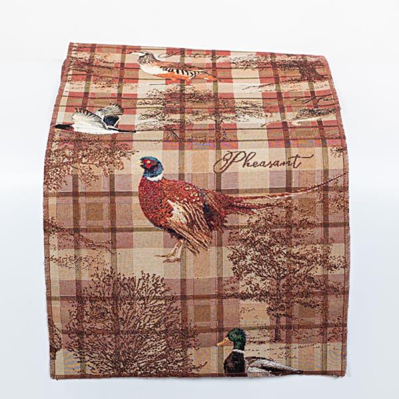 TABLE RUNNER, BROWN WITH DUCKS, 150x33cm 600-45266