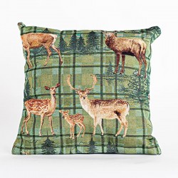 PILLOW, GREEN WITH REINDEERS, 45x45cm 600-45267