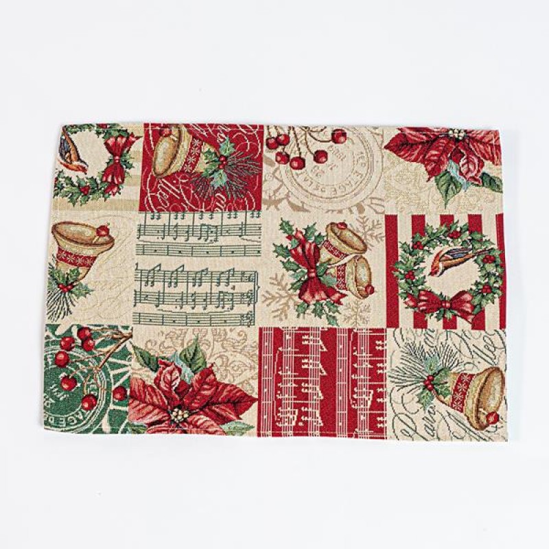 TABLE MAT, BEIGE WITH CHRISTMAS MOTIFS, 1 PC, 31x43cm 600-45272