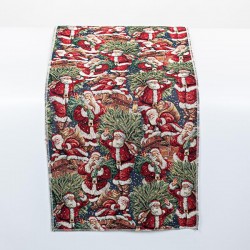 TABLE RUNNER, BLUE WITH SANTA, 150x33cm 600-45276