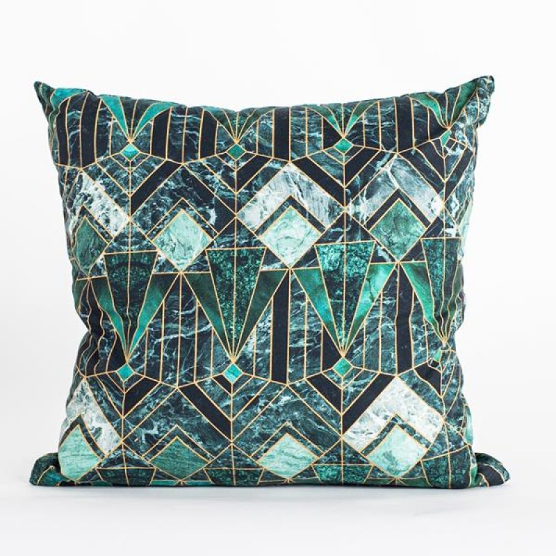 PILLOW, GREEN WITH GEOMETRIC SHAPES, 45x45cm 600-45286