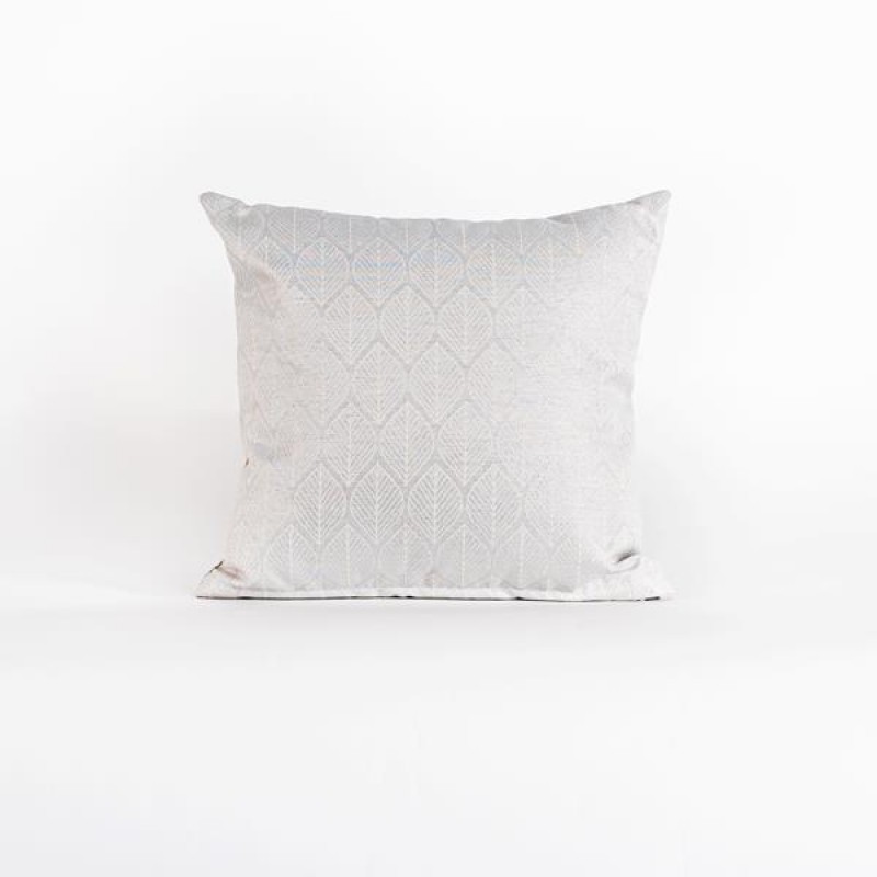 PILLOW, SILVER WITH WHITE LEAVES, 45x45cm 600-45293