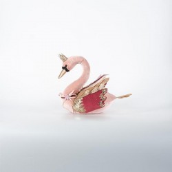 HANGING VELVET SWAN, PIKN-BURGUNDY, 33x21x28cm 600-45302