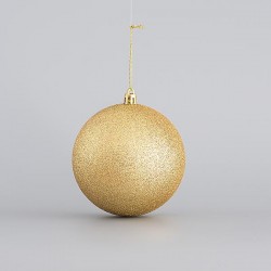 PLASTIC BALL, GOLD, GLITTER, SET 6PCS, 10cm 600-45306