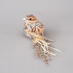 BIRD CHAMPAGNE, WITH GLITTER, FEATHERS AND VELVET, 30cm 600-45334