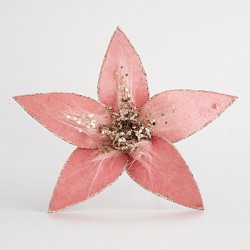 FLOWER,  PINK, WITH FABRIC AND FUR, 21x18cm 600-45337