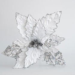 POINSETTIA WHITE WITH GLITTER, 42x50cm 600-45357
