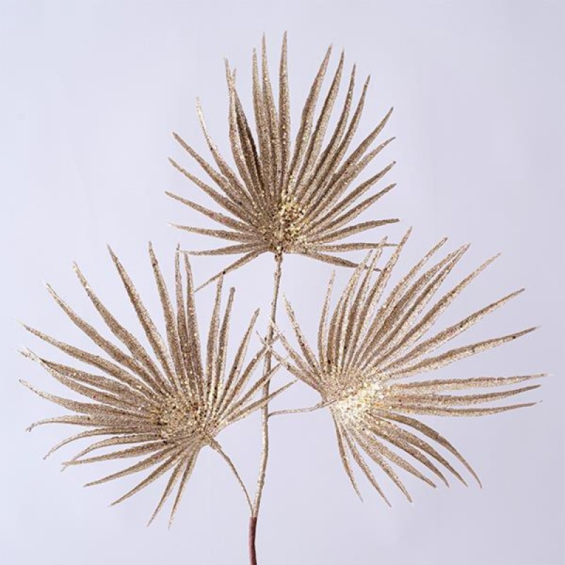 TRIPLE PALM TWIG, WITH JEMS, CHAMPAGNE, 90cm 600-45366