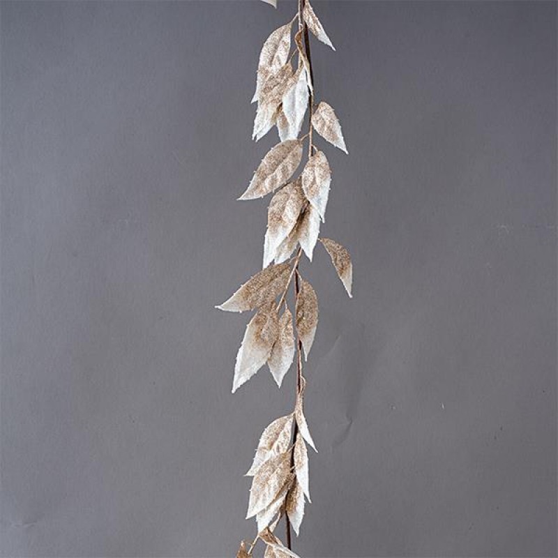 BRANCH, WITH CHAMPAGNE-WHITE LEAVES, WITH GLITTER, 180cm 600-45409
