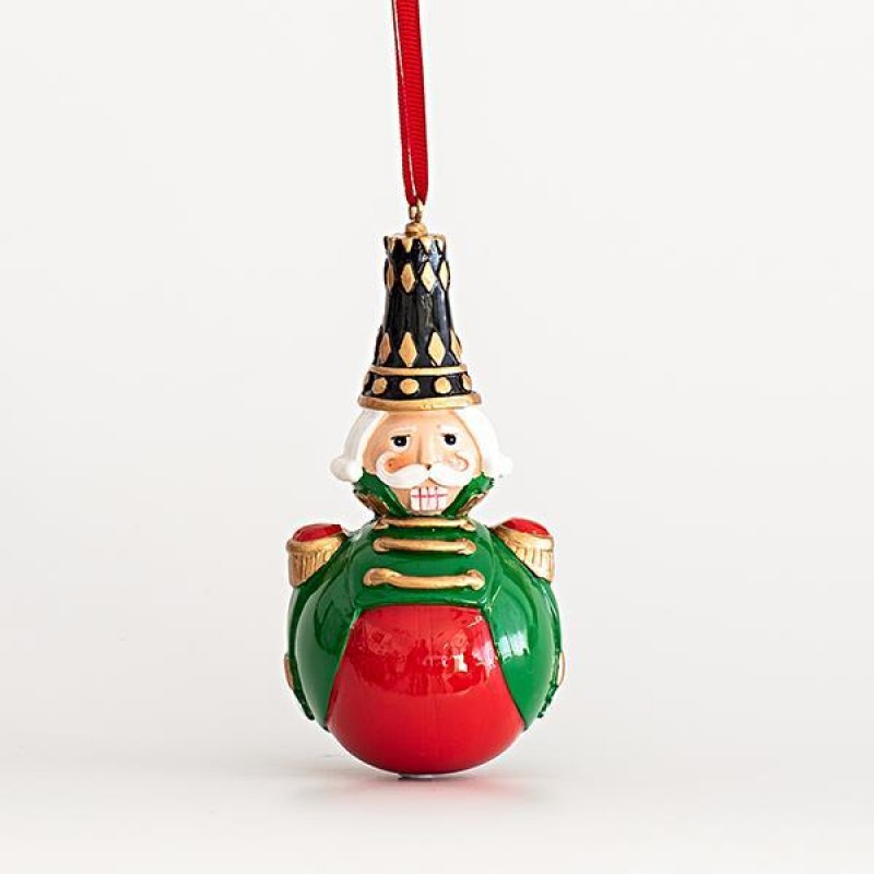 NUTCRACKER BALL, RED-GREEN, 13cm 600-45447