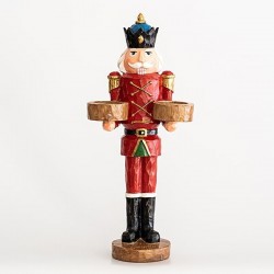 SOLDIER, RED, CANDLE HOLDER, 2 SPACES FOR TEA LIGHTS, 35,5cm 600-45452