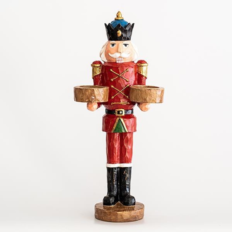 SOLDIER, RED, CANDLE HOLDER, 2 SPACES FOR TEA LIGHTS, 35,5cm 600-45452