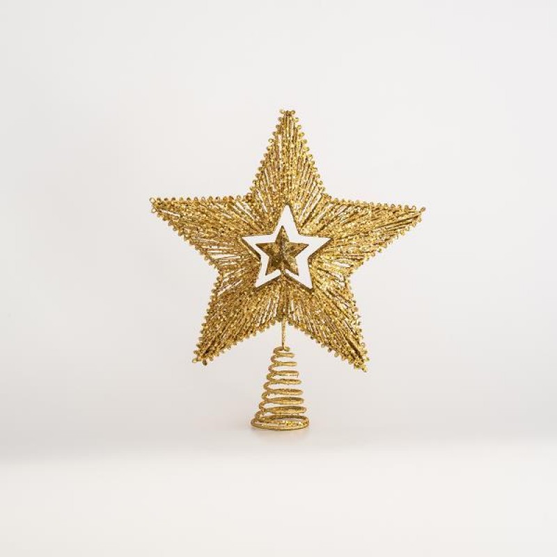 TOP TREE, STAR, GOLD, WITH LITTLE STAR INSIDE, 25x30cm 600-45472