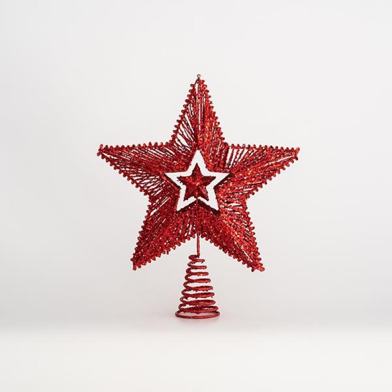 TOP TREE, STAR, RED, WITH LITTLE STAR INSIDE, 25x30cm 600-45473