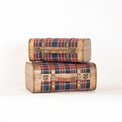 FABRIC SUITCASE, PLAID RED, SET 2 PCS, 45x30,5x19,5cm AND 40x24x16,5cm 600-45487