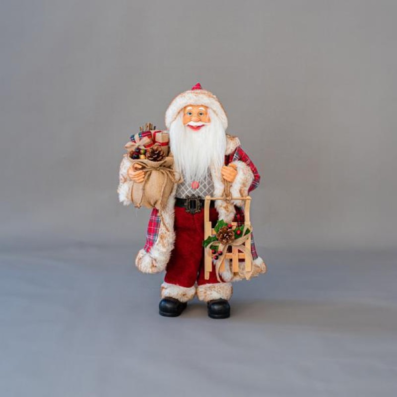 SANTA, WITH CHEKERED PATTERN WITH SACK, 60cm 600-45499
