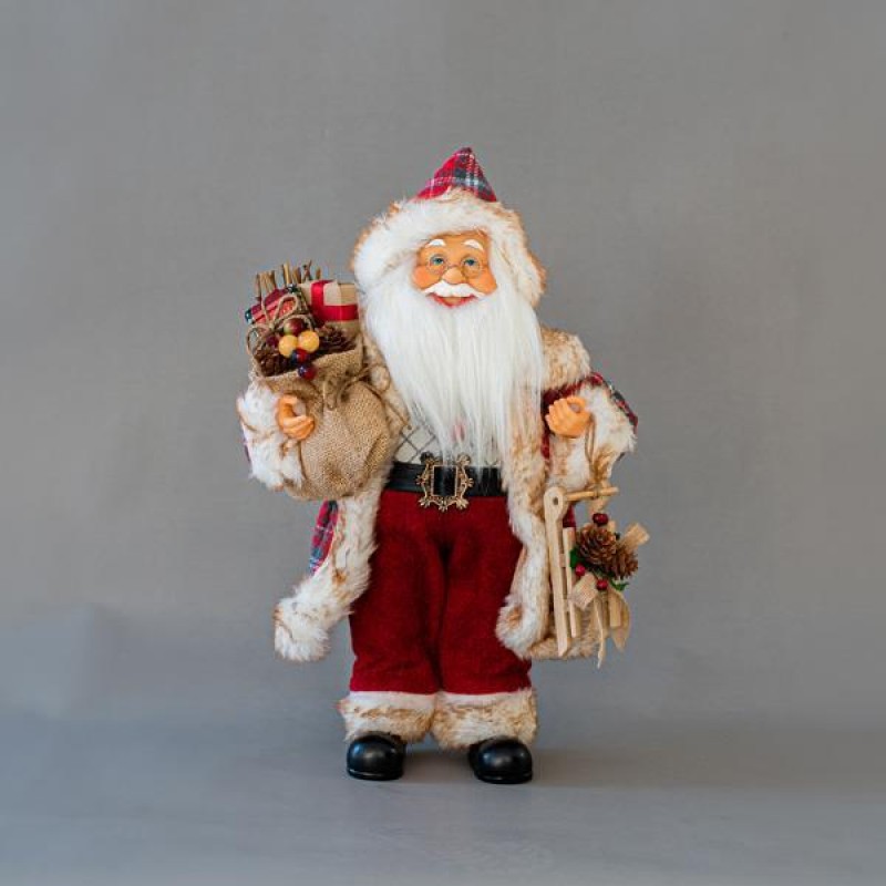 SANTA, WITH CHEKERED PATTERN WITH SACK, 40cm 600-45500