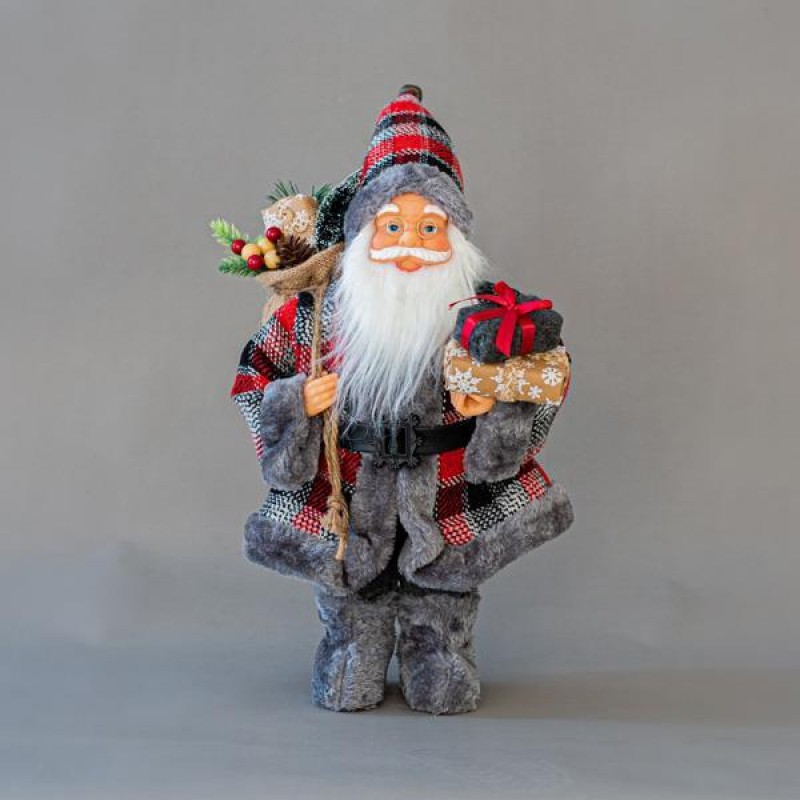 SANTA, DARK GREY, WITH PRESENTS, 40cm 600-45504