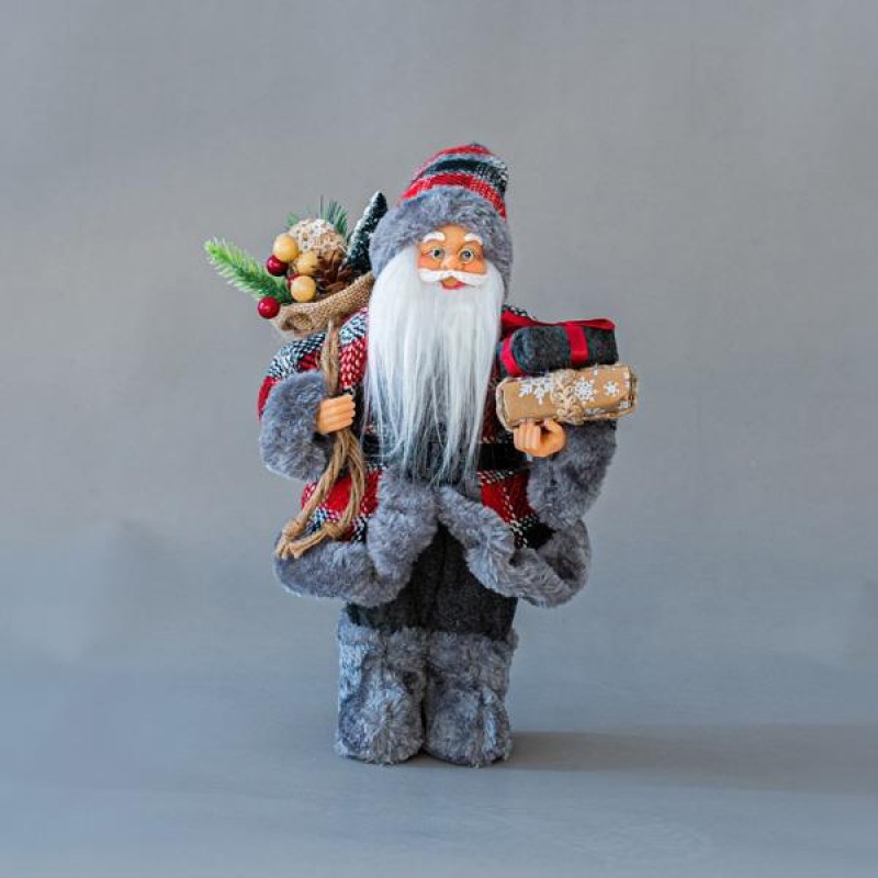 SANTA, DARK GREY, WITH PRESENTS, 30cm 600-45505