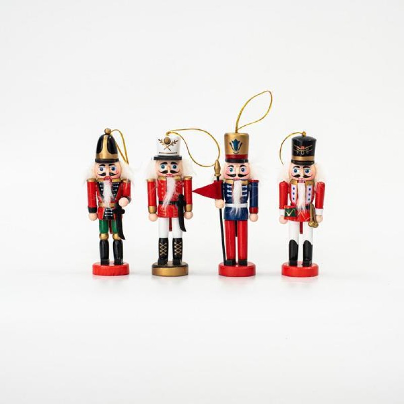 NUTCRACKER, RED-BLUE-GREEN, 4 DESIGNS, SET 4PCS, 13cm 600-45507