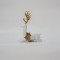 SITTING REINDEER, WHITE, VELVET, WITH GOLD FLOWERS, 27cm 600-45524