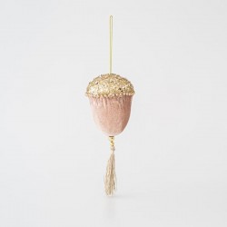 VELVET HANGING ACORN, SOMON, WITH GOLD GLITTER, 8x20cm 600-45558