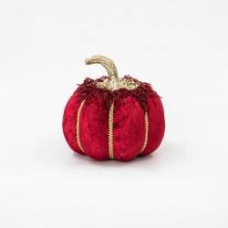 VELVET PUMPKIN, BURGUNDY, WITH GOLD GLITTER, 20cm 600-45561
