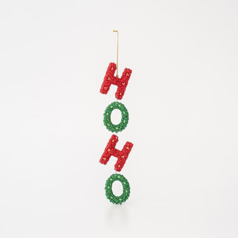 ACRYLIC ORNAMENT,HOHO, RED-GREEN, 4,5x24cm 600-45598