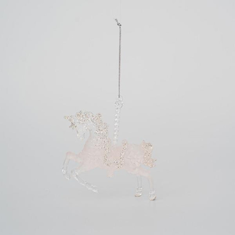 ACRYLIC UNICORN, PINK WITH CHAMPAGNE GLITTER, 12,5x11,5cm 600-45599