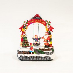 SWING WITH SANTA, WITH ADAPTOR, 15 LED, WITH MUSIC AND MOVEMENT, 19x13,5x22cm 600-45611