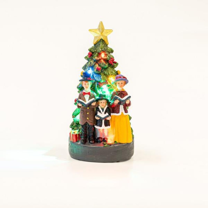 CHRISTMAS TREE AND CHOR, BATTERY OPERATED, 6 LED, 9,5x9,5x17cm 600-45613
