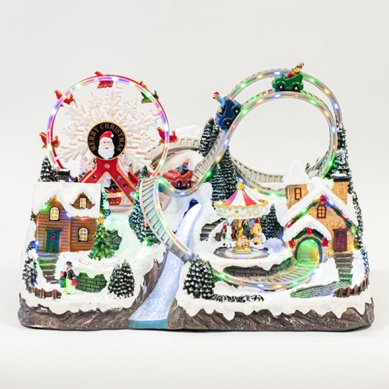 AMUSEMENT PARK, WITH ADAPTOR, 123 LED, WITH MUSIC AND MOVEMENT, 56x36x39cm 600-45614