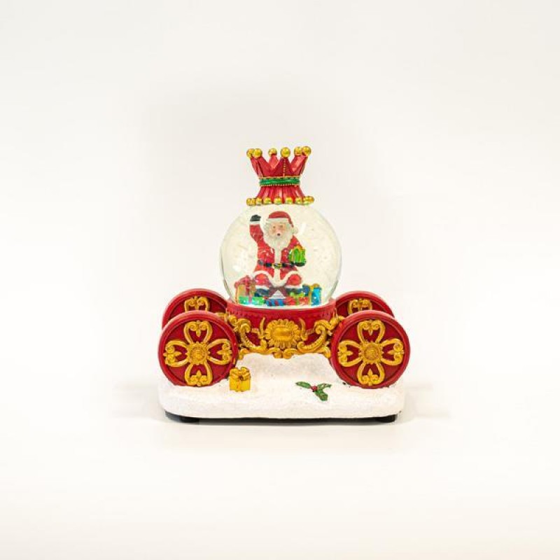 CARRIAGE SNOWBALL, WITH ADAPTOR, 2 LED, WITH MUSIC, 20x15x20,5cm 600-45620