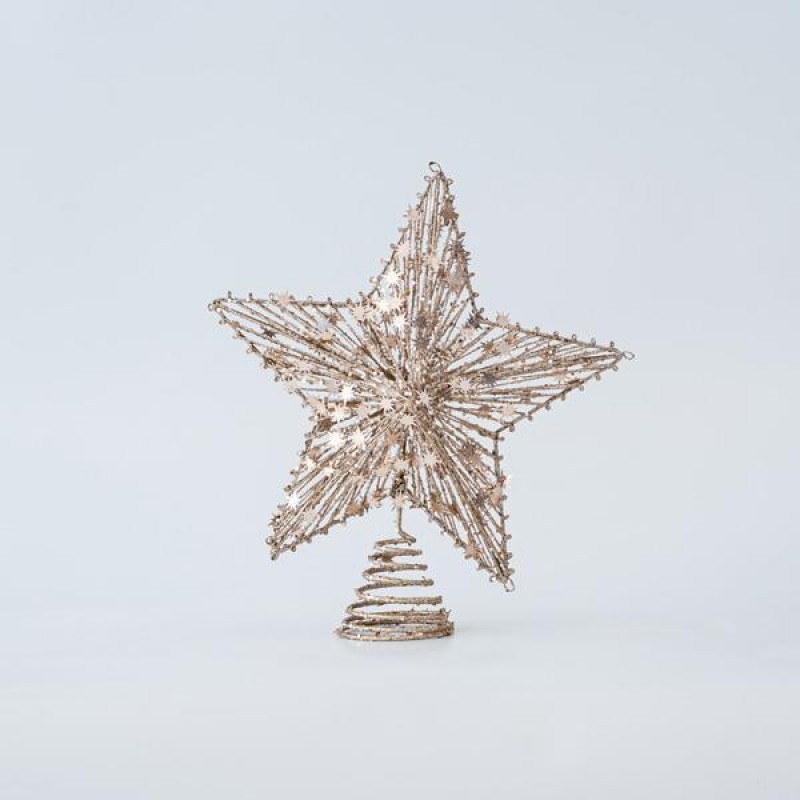 TOP TREE, STAR, CHAMPAGNE, WITH CORD, 30cm 600-45629