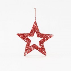 HANGING STAR, GRID, RED, 25cm 600-45631