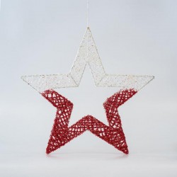 HANGING STAR, GRID, WHITE-RED, 45cm 600-45634