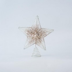 TOP TREE, STAR, WITH CORD, CHAMPAGNE-WHITE, 25,5cm 600-45638