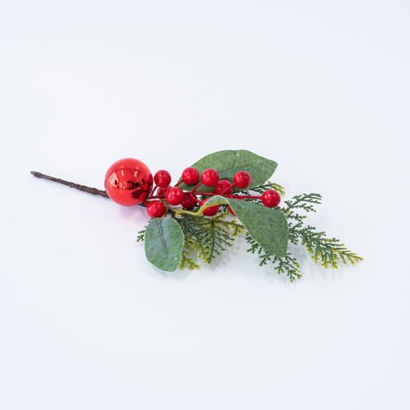 PICK WITH BERRIES AND RED BALL, 30cm 600-45656