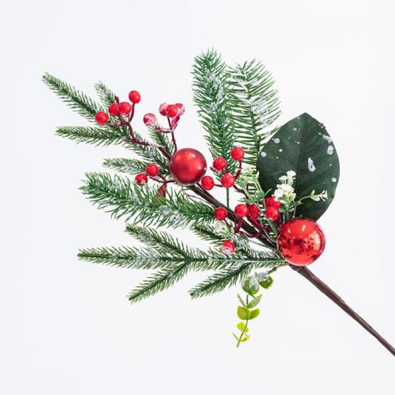 TWIG, WITH RED DECORATIVES, 60cm 600-45659