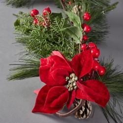 BRANCH, WITH RED FLOWERS LEAVES AND PINE CONES, 150cm 600-45663
