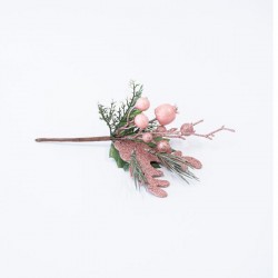 PICK WITH LEAVES REINDEER AND PINK DECORATIVES, 25cm 600-45671
