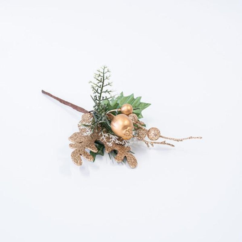 PICK WITH LEAVES REINDEER AND CHAMPAGNE DECORATIVES, 25cm 600-45672