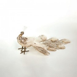 PEACOCK, CHAMPAGNE, WITH GLITTER AND FEATHERS, 58x11x23cm 600-45699