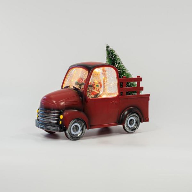 PLASTIC TRUCK, RED, LIGHTED, WITH WATER, BATTERY OPERATED, 1 WARM WHITE LED, 23,9x10,5x19cm 600-45701