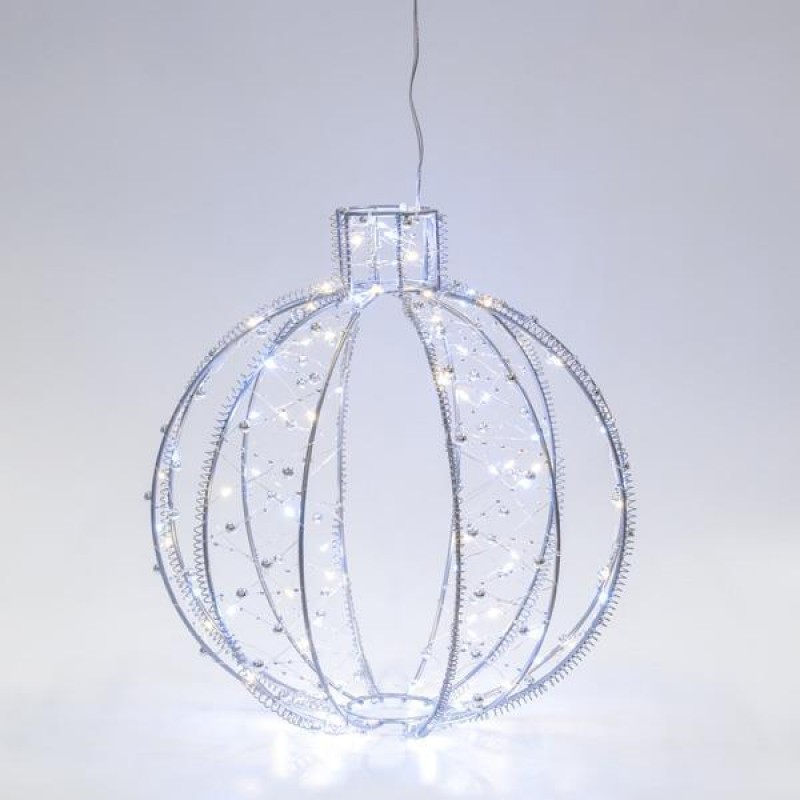 METALLIC BALL, 30 WARM WHITE AND 30 WHITE LED, 500CM LEAD WIRE, 30x32cm, IP44 600-45721