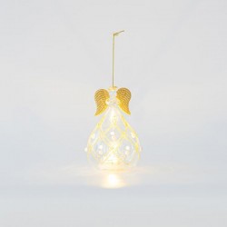 GLASS CANDLE HOLDER, ANGEL, TRANSPARENT, 9x15cm 600-45743