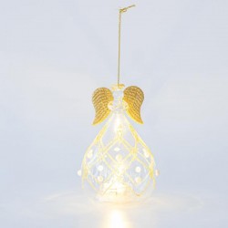 GLASS CANDLE HOLDER, ANGEL, TRANSPARENT, 9x20cm 600-45744