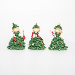 POLYRESIN TREE GIRLS, 3 DESIGNS, 9x8,50x12cm 600-45830