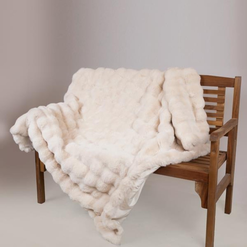 DECORATIVE FUR BLANKET, SOFT WHITE, 140x160cm 600-46025