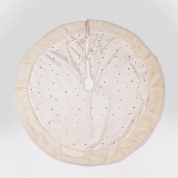 TREE SKIRT, VELVET BEIGE WITH GOLD STARS, 90cm 600-46041